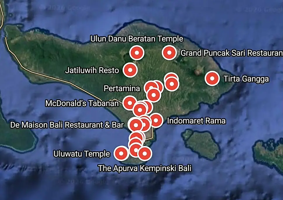 Bali Indonesia travel map