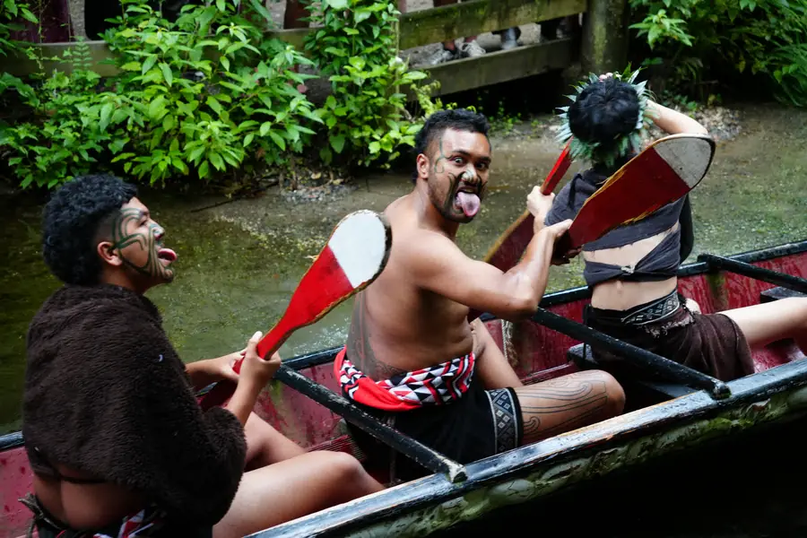 Mitai Maori Village Canoe in River