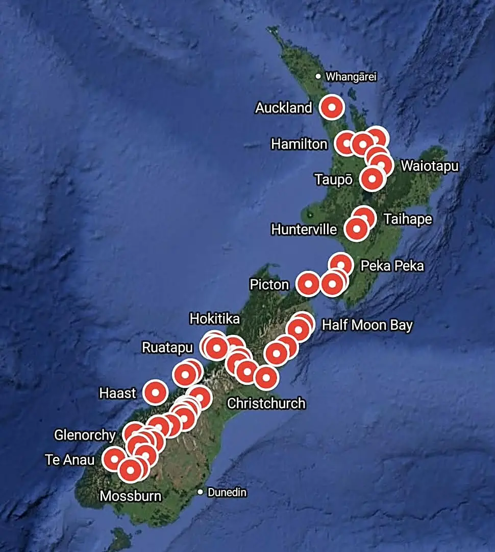 New Zealand travel map